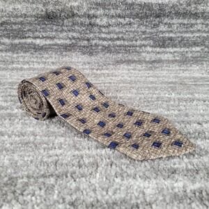 Todays Man Mens Silk Tie Made in Italy Geometric Pattern Blue Tan